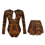 2026 Patchwork One Piece Swimsuit Long Sleeve Swimwear Women Bathing Suit Retro Sport Swimsuit One Piece Surfing Swim Wear