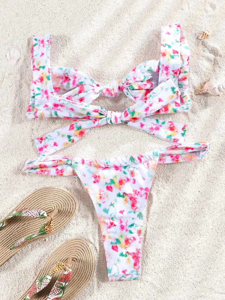 Miyouj Glitter Fabric Bikinis 2026 Sexy Bikini Set Folds Swimsuit Female Halter Bathing Suit Women Swimwear New Beachwear
