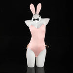 Bunny Girl Costume Women Sexy Cosplay Lingerie PU Faux Leather Bodysuit with Tie Headband Set Kawaii Rabbit Suit Uniform