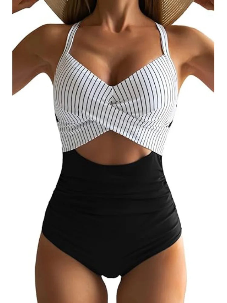 Leopard One Piece Swimsuit 2024 New Halter Push Up Swimwear Women Swimsuit Bathing Suit Beachwear Monokini Female Swimming Suits