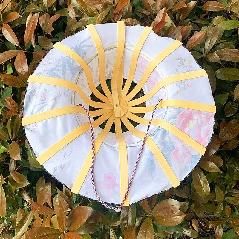 Multi-functional Travel Wide Brim Fan Sun Hats Foldable Bamboo Fan Hat Summer Sunshade Anti-squat Caps Fashion