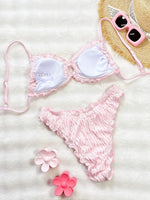 Summer Ruffles High Waist Bikini Set 2026 Women Hollow Out Circle Push Up Bra Two Piece Swimsuit Beach Bathing Suit Swimwear