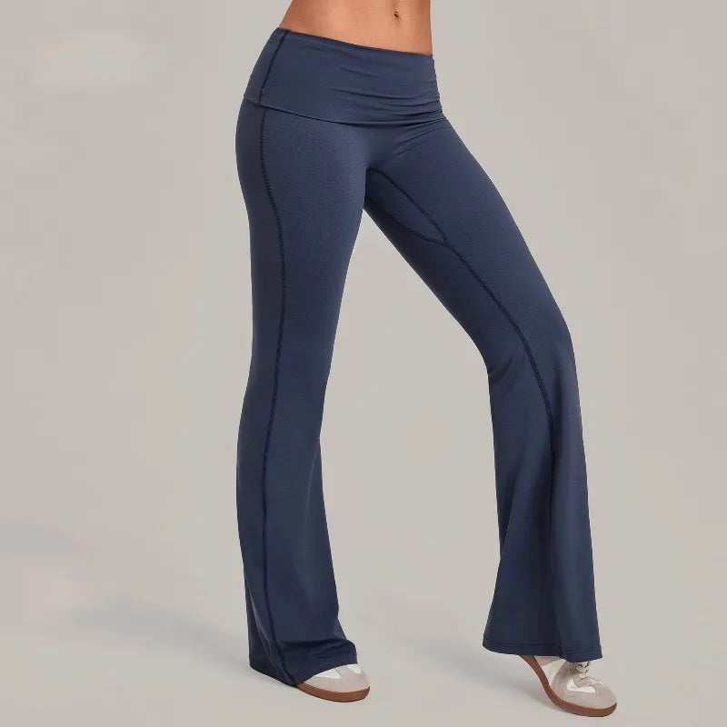 Women's Seamless Yoga Pants Sports Fitness Training High-Waist Hips-Lifting Flare Leggings Workout Gym Running Slim Fit Pants