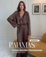 2026 New Women's Home Clothes Open Cardigan Belted Sleepwear Loose Long Sleeve Long Pant Smooth Comfort Spring Street Style