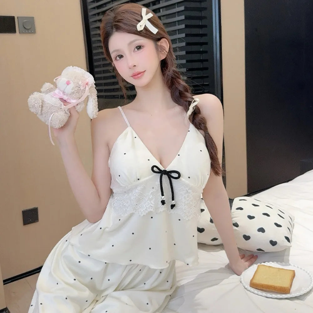Fashionable Home Pajamas Three-piece Set Island Velvet Pajamas Spring and Autumn Suspenders Sexy Homewear Casual Suit