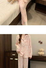 Printemps et automne nouveaux pyjamas pour femmes ensemble de vêtements de détente fille amour Cardigan pyjamas tissu froissé vê