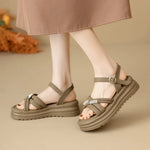 Fashionable/Elegant Rhinestone Fish Mouth Beach Sandals for Women Summer New Comfortable Platform Thick Bottom Gladiator Sandals