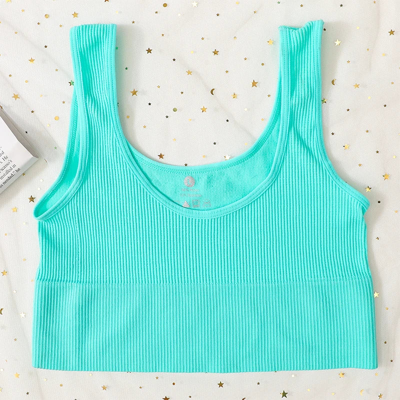 Seamless Bras For Women Streetwear Rib Sports Tank Top Sexy Lingerie No Pads Crop Top Female Fitness Underwear
