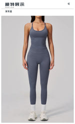 Summer Seamless Yoga Sets Women Outdoor Slimming Sports Tank Top High Waist Hip Lifting Leggings Gym Fitness Suits Tracksuit