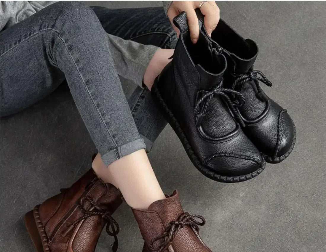 Shoes for WomenCross-tied Ladies Boot Daily Boots Hot Sale Cotton Shoes Round Toe Comfortable Flat Shoes Women Ankle Boots