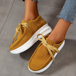 Yellow Lace Up Thick Bottom Sneakers Women Lightweight Wedges Platform Sport Shoes Woman Plus Size 43 Anti Slip Walking Shoes