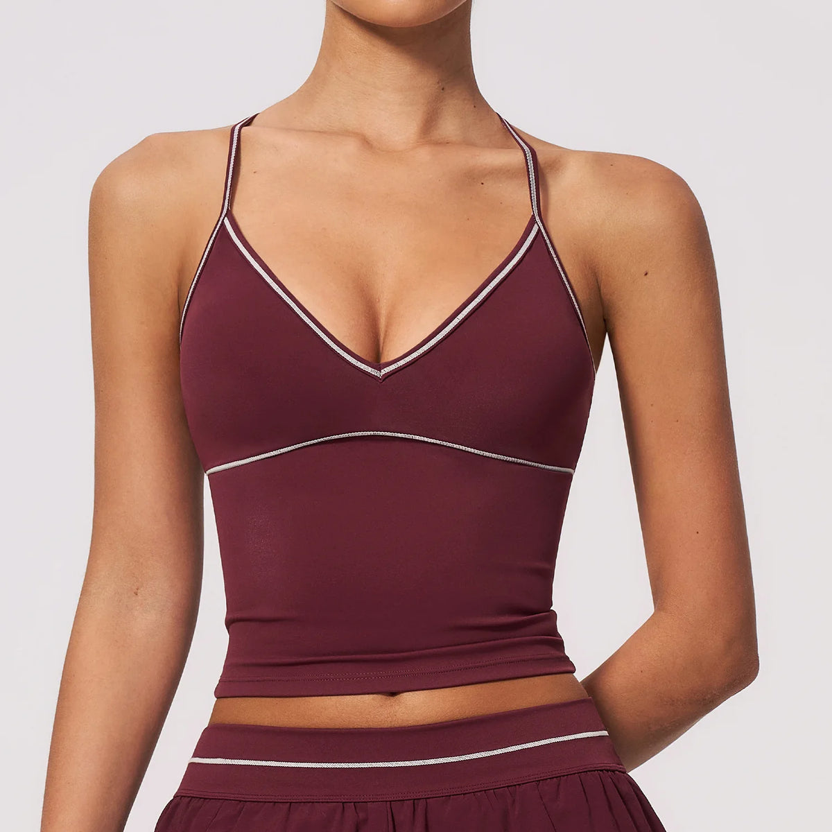 Summer Back I Shaped Sports Bra Sexy Deep V Neck Contrast Color Slimming Yoga Tank Top Outdoor Workout Fitness Gym Running Vest