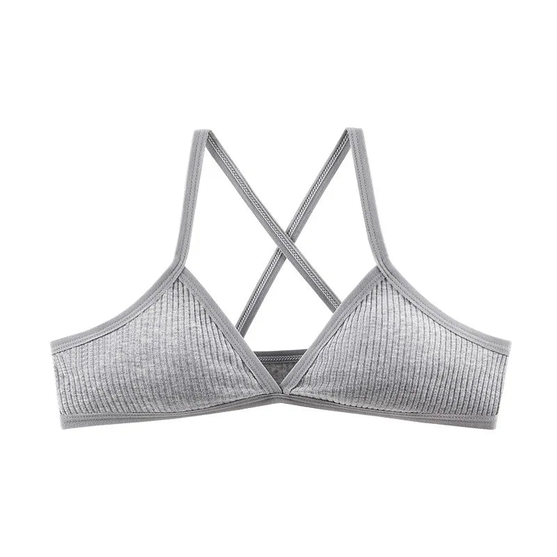 2Pcs/Set Women Ribbed Knit Triangle Bralette Wireless Bra Sexy Lingerie Soft Comfort Underwear Ladies Bra No Pads S-L