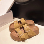 Women Leisure Slippers Retro Trend With Buckles Female Summer Casual Shoes Comfortable Beach Slides Girls Platform Sandals
