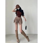 WOMENGAGA Sexy High Waist Slim Safety Skorts Irregular Pleated Pink Skirt Half Body Short Streetwear Hot Sexy Korean Women 51DL