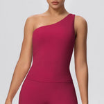 Women Seamless Cloud Feel One-Shoulder Waist-Cinching Yoga Vest Quick-Dry Slimming Sports Shaping Underwear Running Fitness Top