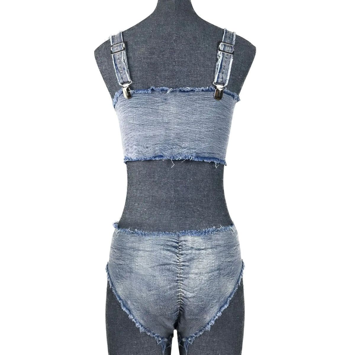 DEKA Women Denim Chain Bikini Set Jeans Cross Swimsuit Decoration High Waist Super Short Pants Swimwear Two-Pieces Bathing Suits