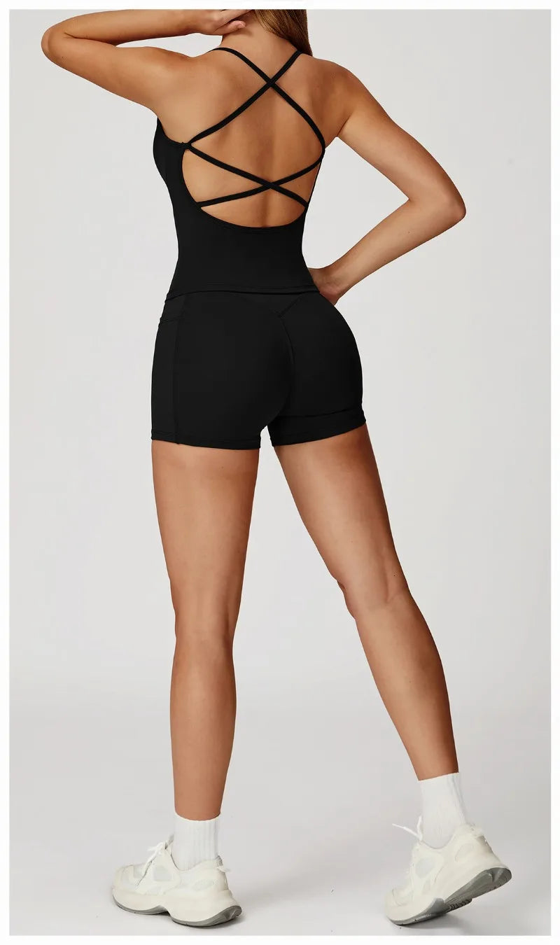 2-Piece Women's Fashion Yoga Set Beautiful Back Slimming Naked Comfort Set Outdoor Sports Running Fitness Leisure Set