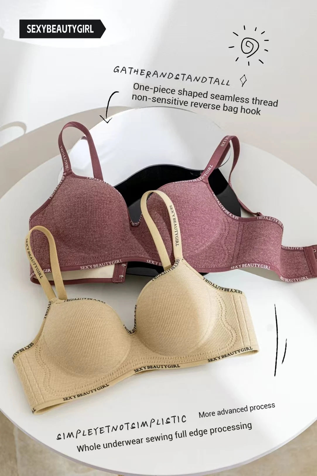 Women Sexy Bras Padded Push Up Bralette Female Adjustable Comfortable Underwear Ladies Letter Straps Brassiere Wireless Soft New