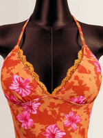 DEKA Women Strapped Print Swimwears Lace-up Bikini Set Halter V Neck Front Tie Cami Top Swim Lady Bathing Suit