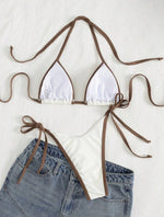 DEKA Triangle Beach Style Lace-up Swimsuit Women Sexy Halter Swimwear Solid Thong Female Bikini Set Bathing Suit Bikini Mujer