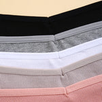 3PCS Cotton Women's Panties Sexy Comfortable Underwear Female Low Waist Stripe Briefs Solid Color Breathable Soft Lingerie M-XL