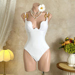 Sexy Mesh Skirt Swimwear Sets Women 2026 New Metal Strap Shell Underwire Tummy Control One Piece Swimsuit Bathing Suits Monokini