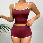 2026 New Women's Sleepwear and Home Wear Set Slim Fitting Camisole Shorts Casual and Comfortable Vest Sports Shorts 2-Piece Set
