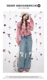 Ladies French ruffled chiffon shirt spring new temperament top