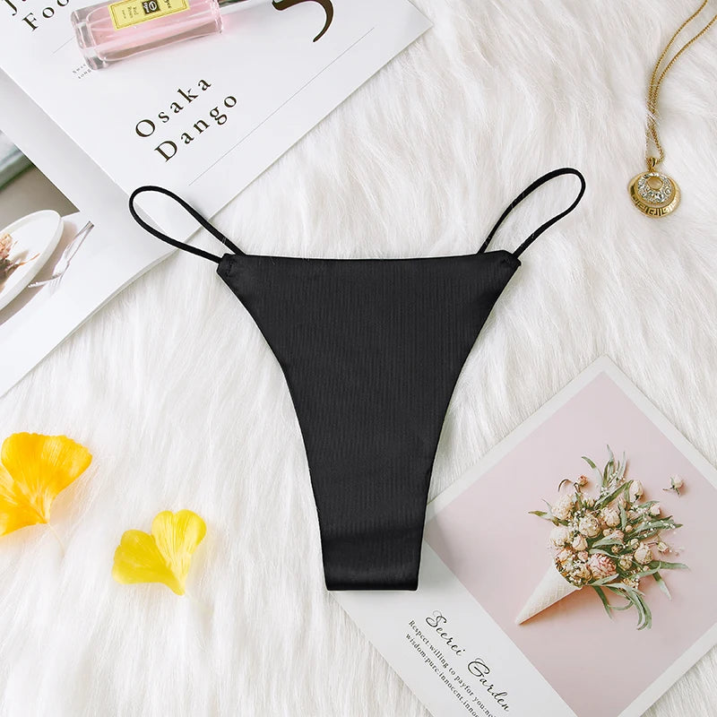 Women Panties G String Sexy Thong Seamless Underwear Ice Silk T Back Butterfly Briefs Girls Low Waist Lingerie Plus Size S-XL
