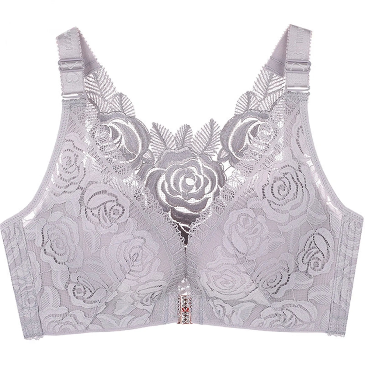 Women's Rose Floral Lace Bra Wireless Bralettes No Underwire Comfort Push Up Lingerie Sexy Ladies Underwear Plus Size 44e