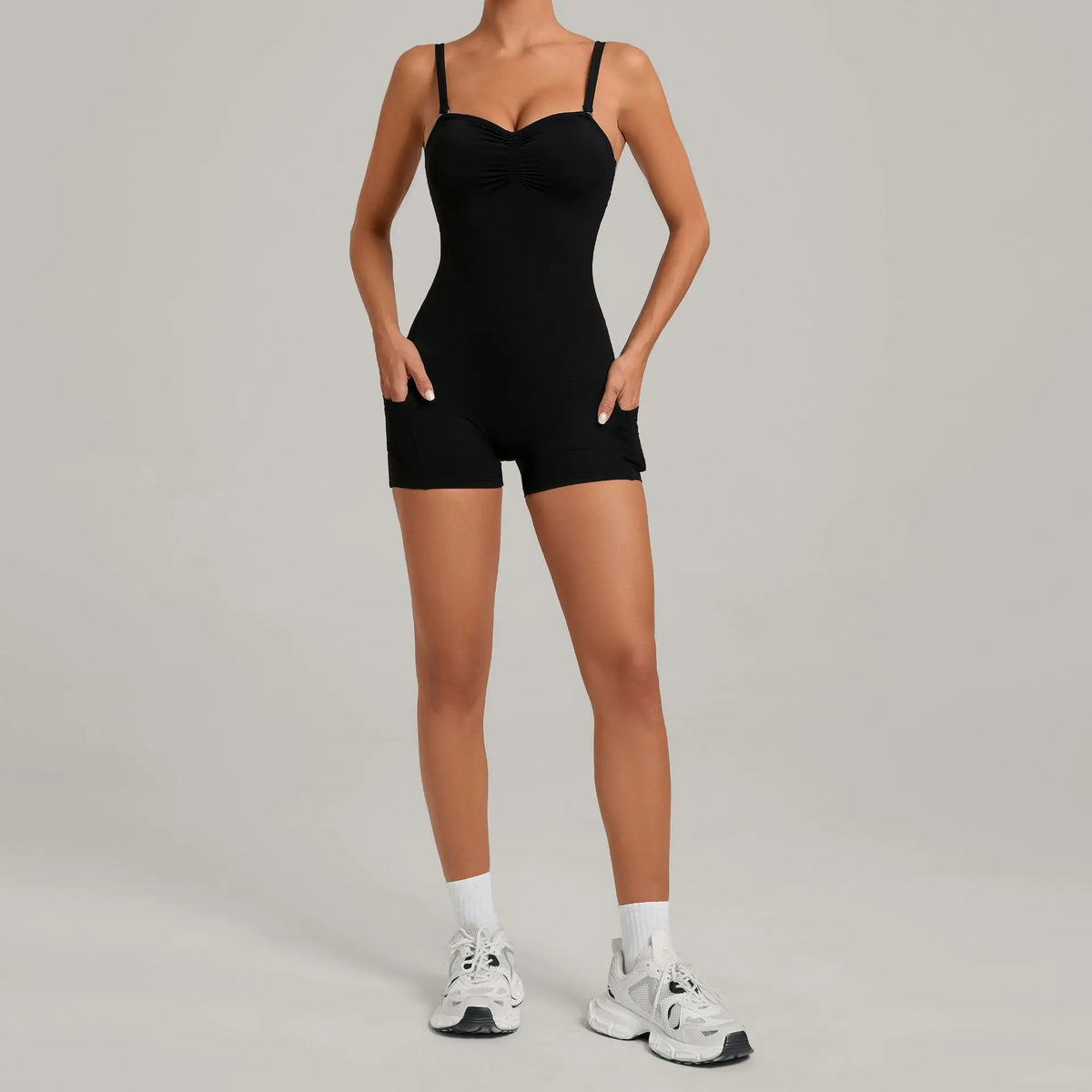 Outdoor Backless Yoga One Piece Suit Women Multiple Wearing Methods Sleeveless Slim Fit Pocket Stretch Sports Fitness Jumpsuit