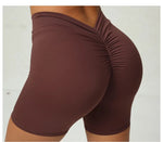 Sexy High-Waisted Yoga Shorts - Deep V Back Ruffled Booty Lift Women Tummy Control Workout Gym Peach Butt Fitness Shorts
