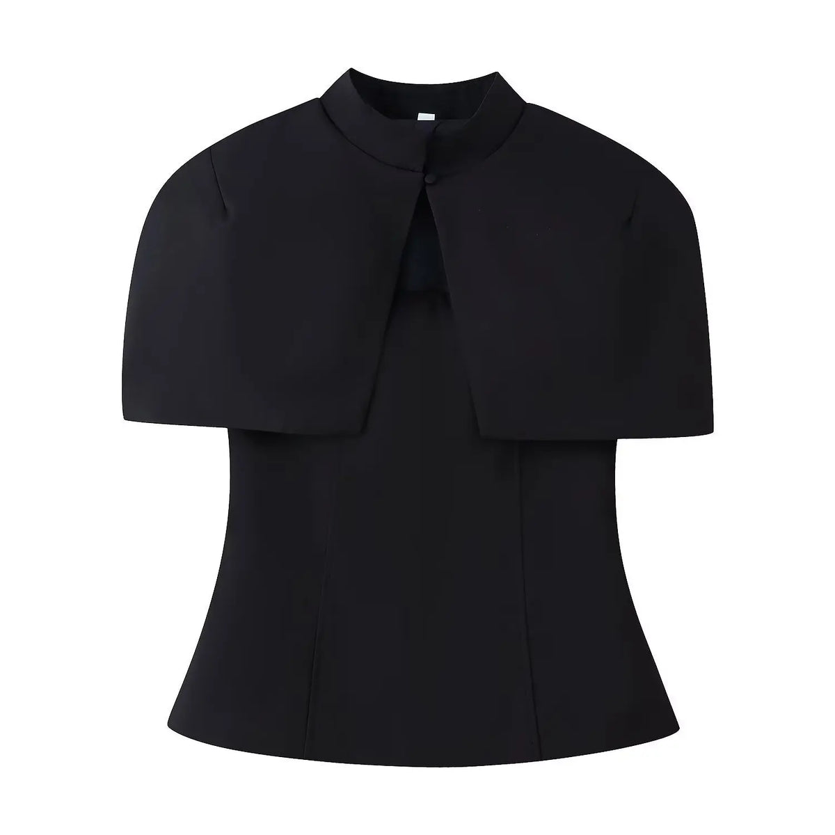Women's Fashion Casual Shawl-Style Waist-Cinching Top Solid Color For Woman Elegant Cape Sleeve Top For Women White Black 81FF