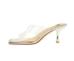BIGTREE Sexy Silver PVC Transparent Crystal Womens Slippers 2026 Summer Square Toe Thin High Heels Sandals Ladies Shoes