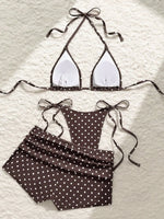 With Shorts Polka Dot Halter Mini Micro Thong Bikini Female Swimsuit Women Swimwear Three-pieces Bikini Set Bathing Suit Swim