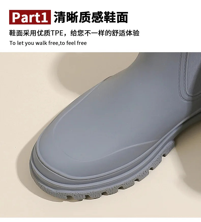 Rain Boots Women Garden Galoshes Waterproof Rubber Chelsea Boot Female Non-slip Rainshoes Fishing Water Shoes Botas Lluvia Mujer