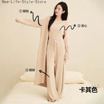 Women Autumn Winter New Half Velvet 3 Piece Pajama Set Thick Plush Loungewear with Bathrobe Soft Cozy Casual Home Sleepwear
