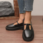 Women T‑Strap Mary Jane Shoes Faux Leather Buckle Lug‑Sole Platform Round‑Toe Vintage Preppy JK Casual Daily Dress Shoes