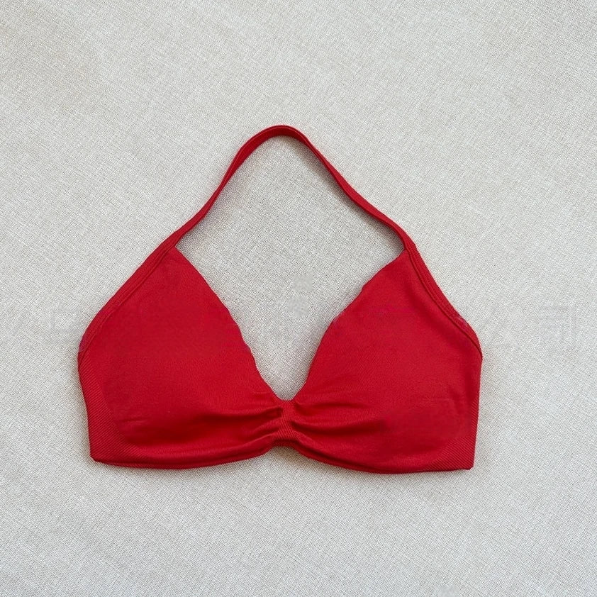 Women Seamless Impact Strappy Bra Removable Pads High Elastic Quick Dry Breathable Halter Neck Sports Top Yoga