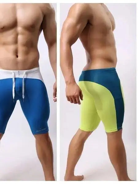 Men's Swimming Trunks Fitness Shorts Casaul Beach Vaction Style For Man Color Blocked Drawstring Elastic Waist Beach Shorts KD14