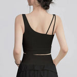 Women's Irregular Shoulder Strap Yoga Sports Bra Shockproof One-Piece Cup Running Vest for Training Fitness And Yoga