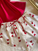 New Summer Women's V Neck Pajama Set Fashion Solid Halter Top with Heart Printed Shorts 2 Piece Sleepwear Comfortable Home Wear