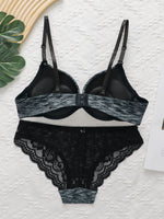 Women's sexy embroidered lace lingerie set with steel rims gathered push ups and underwear comfortable fit set A3185