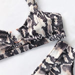 Snakeskin Female Swimsuit High Waist Bikini Women Swimwear Two-pieces Bikini Set Hollow Out Bather Bathing Suit Swim Beachwear