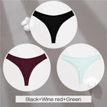 3Pcs/Set Women Cotton G-String Panties Female Low Rise Thongs Ladies Sexy Bikini 7 Solid Color Girl Soft M-XL Intimates Lingerie