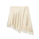 Women's Elegant Satin Lace Hem Skirt Beige Satin Hem Skirt With Lace Trim For Women Elegant Daily Wear Elegant Pure Desire AYYP