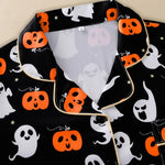 Women Halloween Pajamas Lounge Set Pumpkin/Skull Print Long Sleeve Tops and Pants 2 Piece Loungewear Outfits Clothes for Women