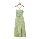 New Style Sexy Slim-fit High-waisted Dress With Back Straps Jacquard Over-the-knee Long Dress For Women Pure Desire Dress AWPU