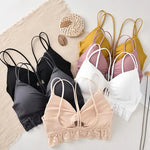 U Back Tank Top For Women Wireless Crop Top Lace Underwear Backless Bra Sexy Lingerie Padded Camisole